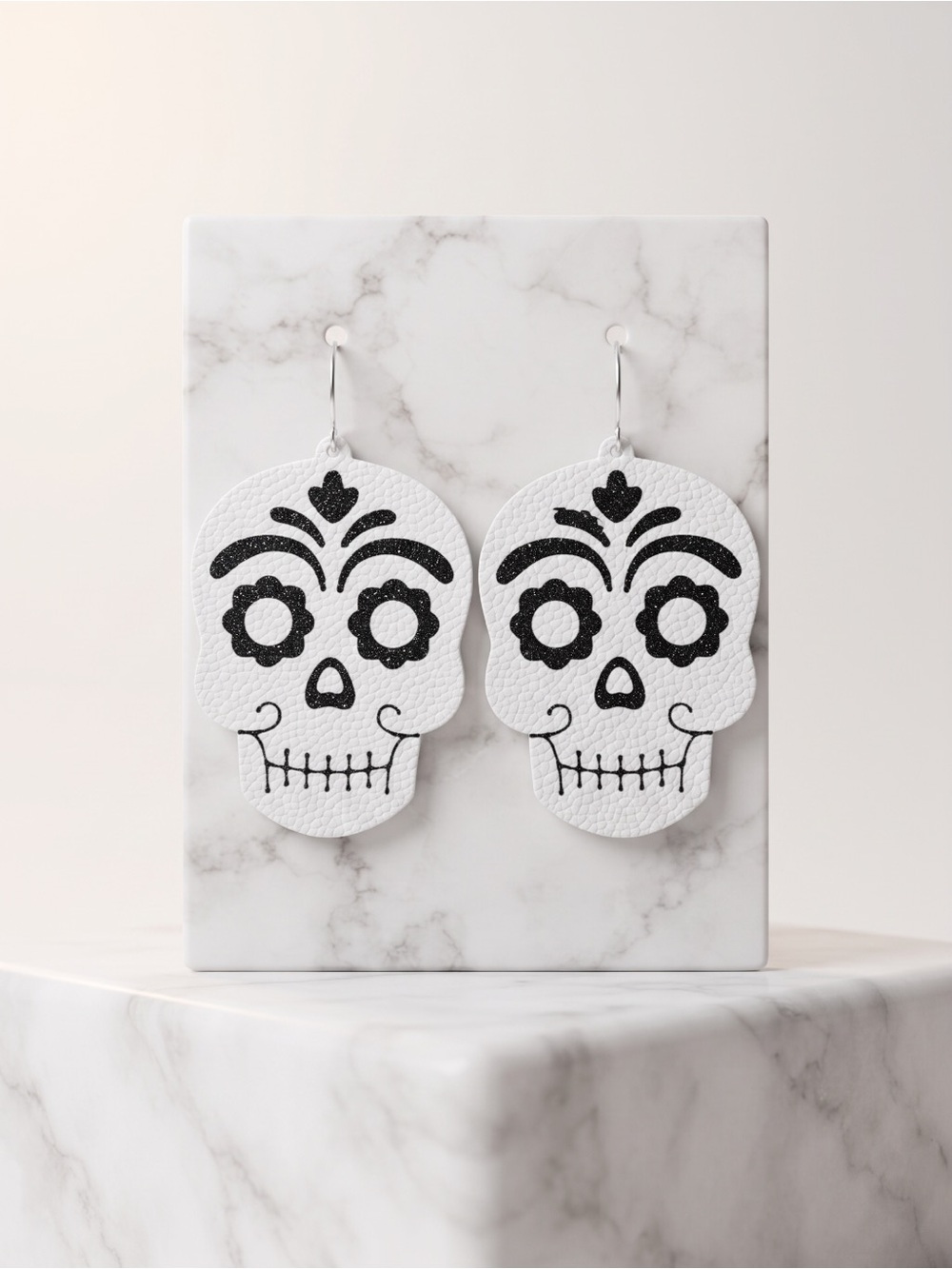 White Sugar Skull Earrings